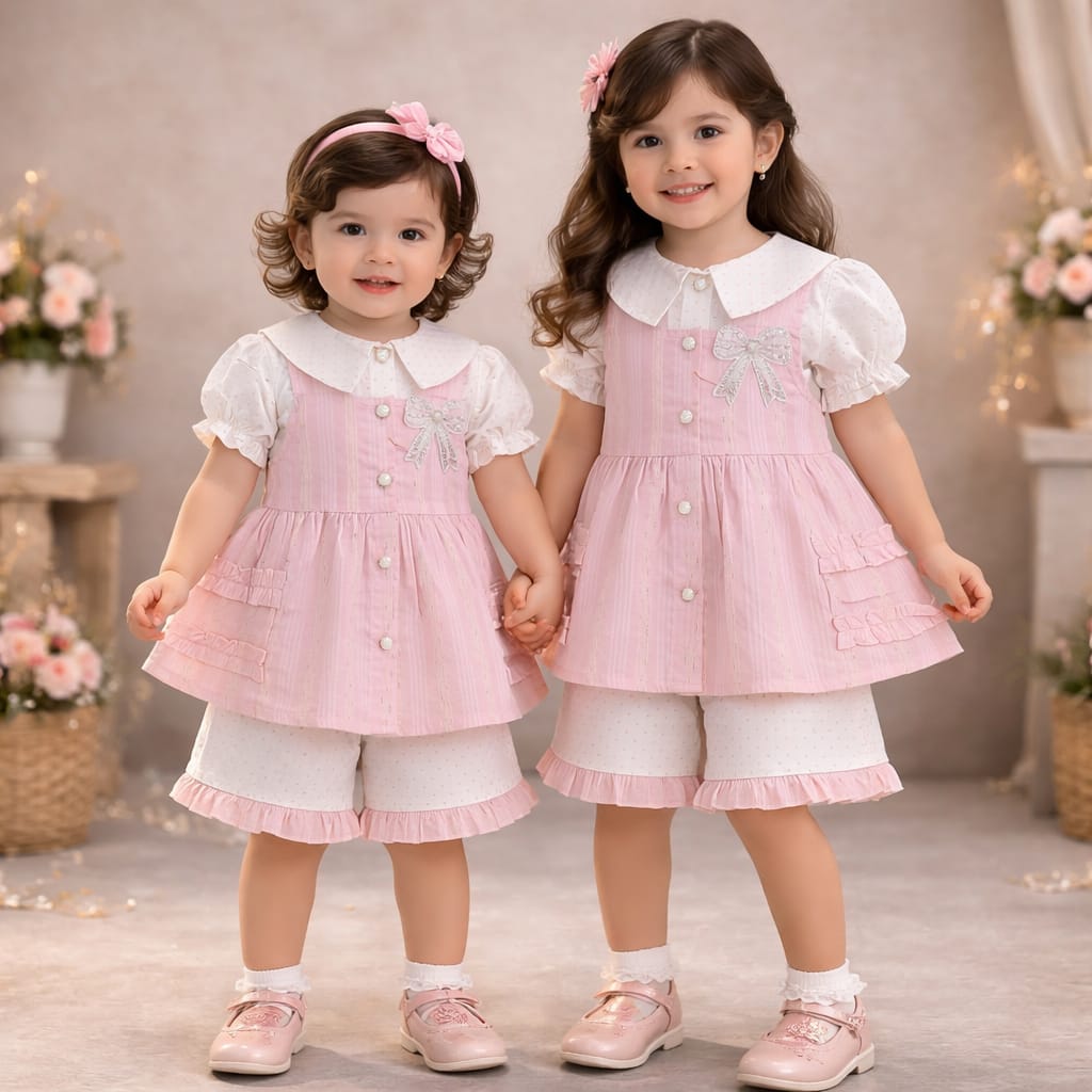 MOVA Pearl Bow Dress Set - Rose Pink