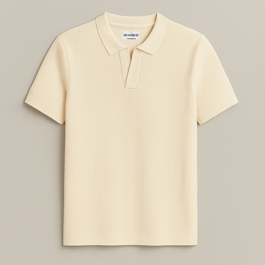 Men’s Polo Cream Ribbed