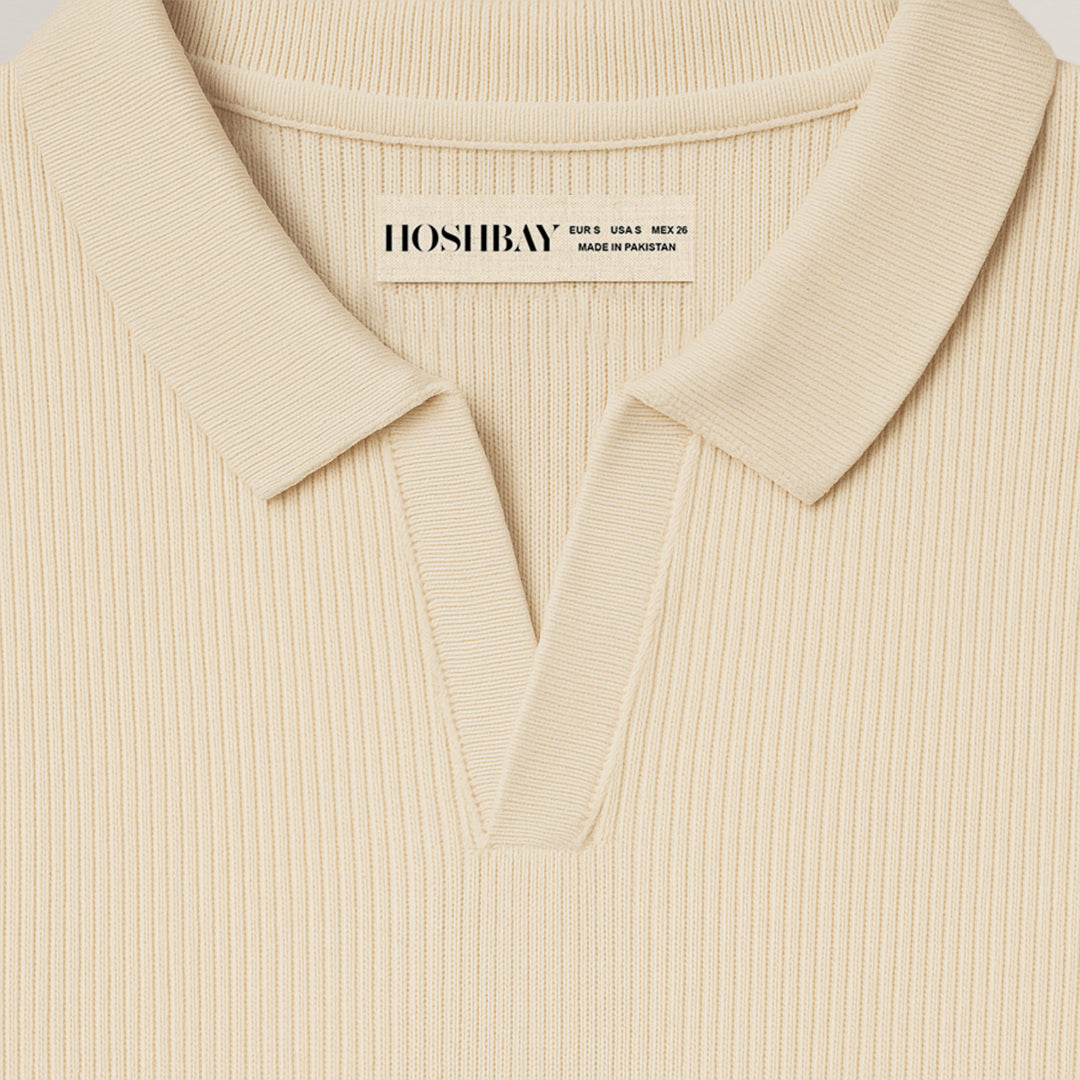 Men’s Polo Cream Ribbed