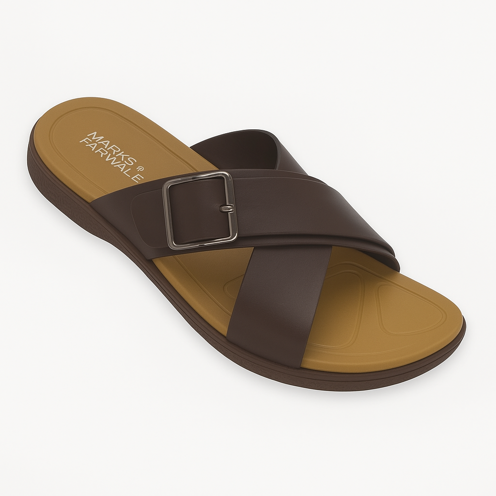 Mova Men's Casual Buckle Slippers B6021-Cofee