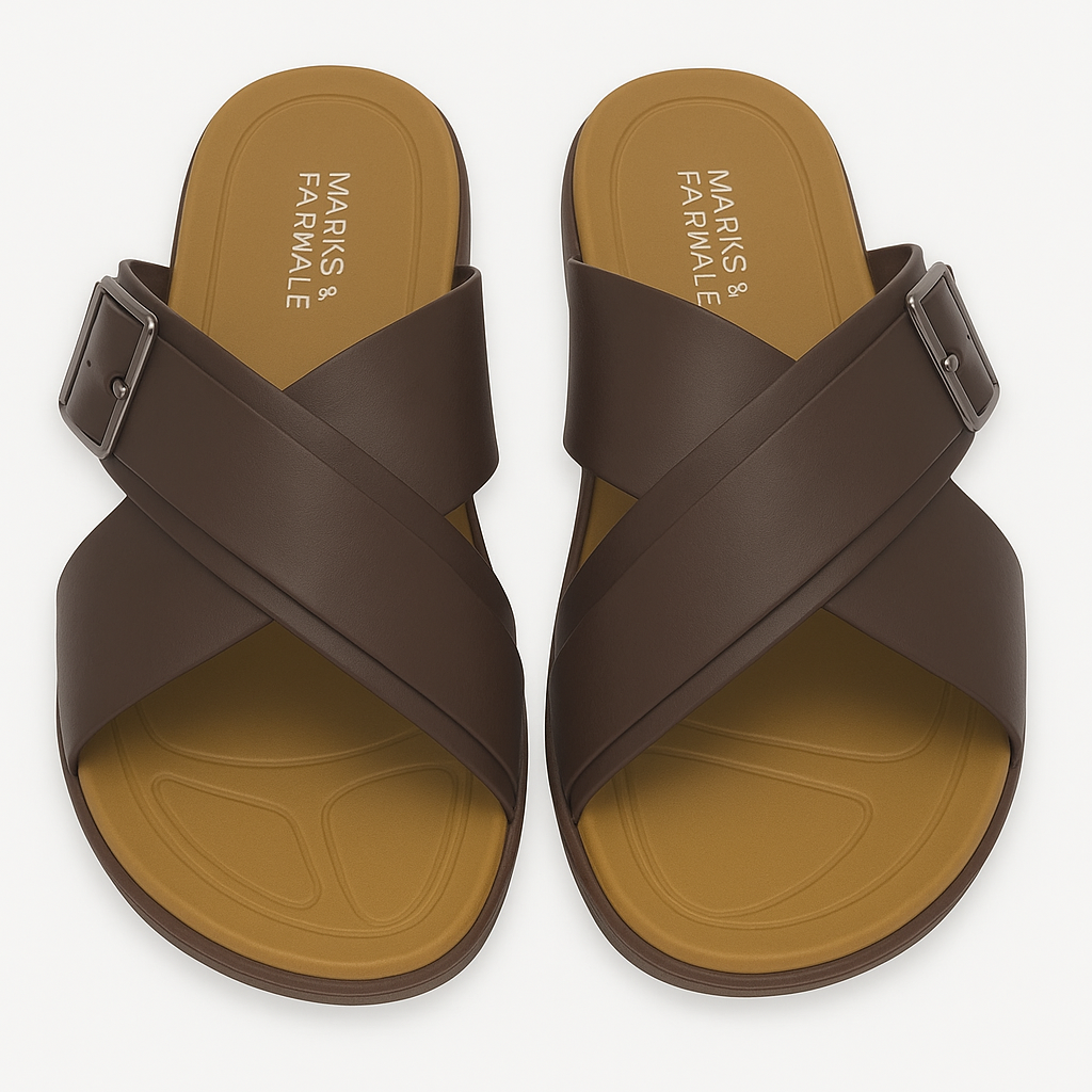 Mova Men's Casual Buckle Slippers B6021-Cofee