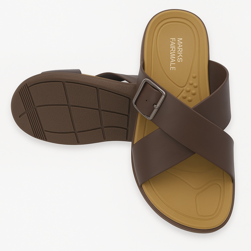 Mova Men's Casual Buckle Slippers B6021-Cofee