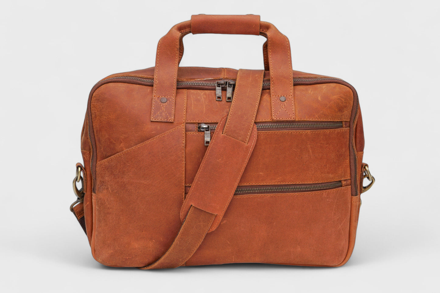 Premium Vintage Brown Leather Laptop Bag