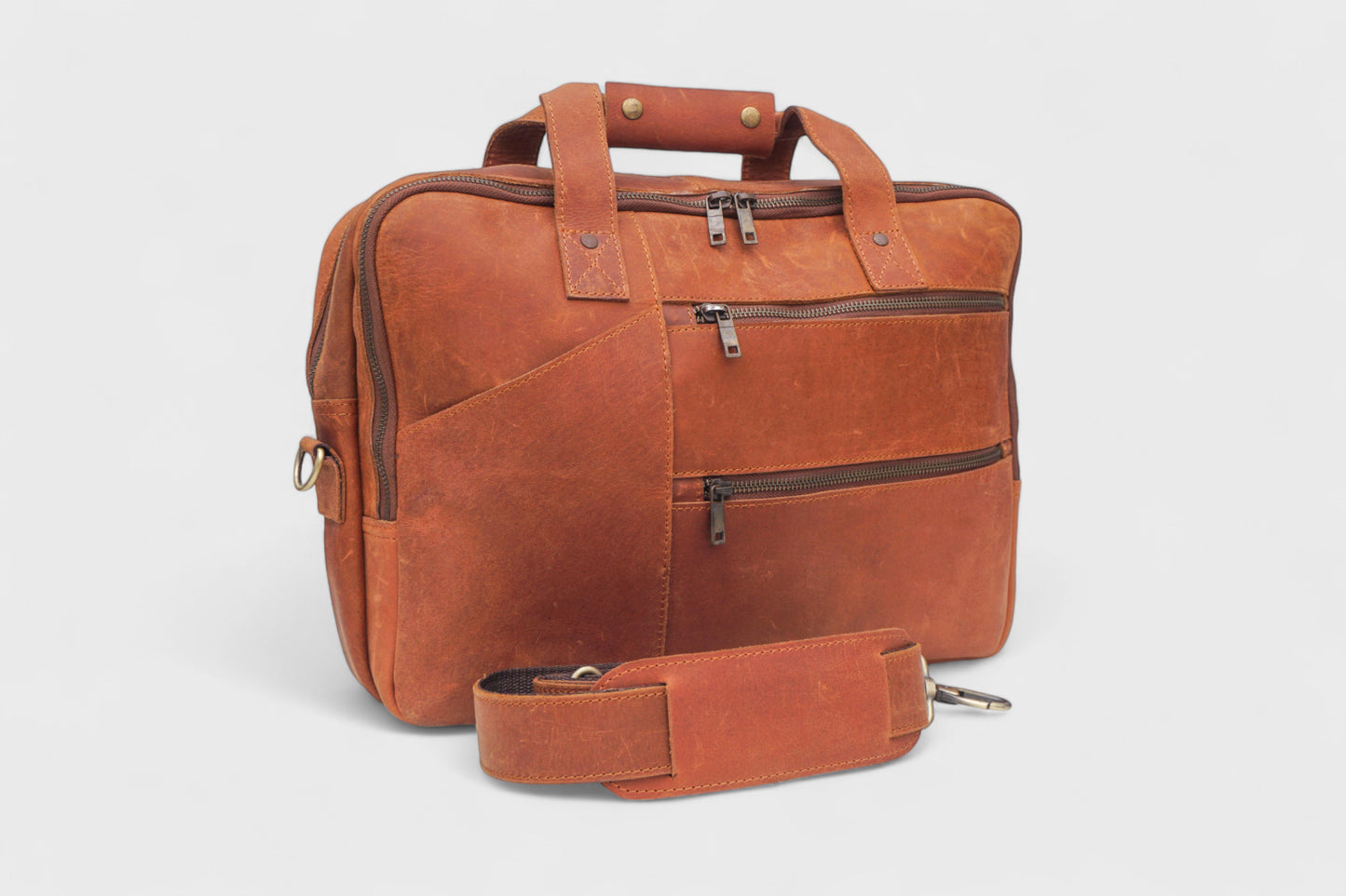 Premium Vintage Brown Leather Laptop Bag