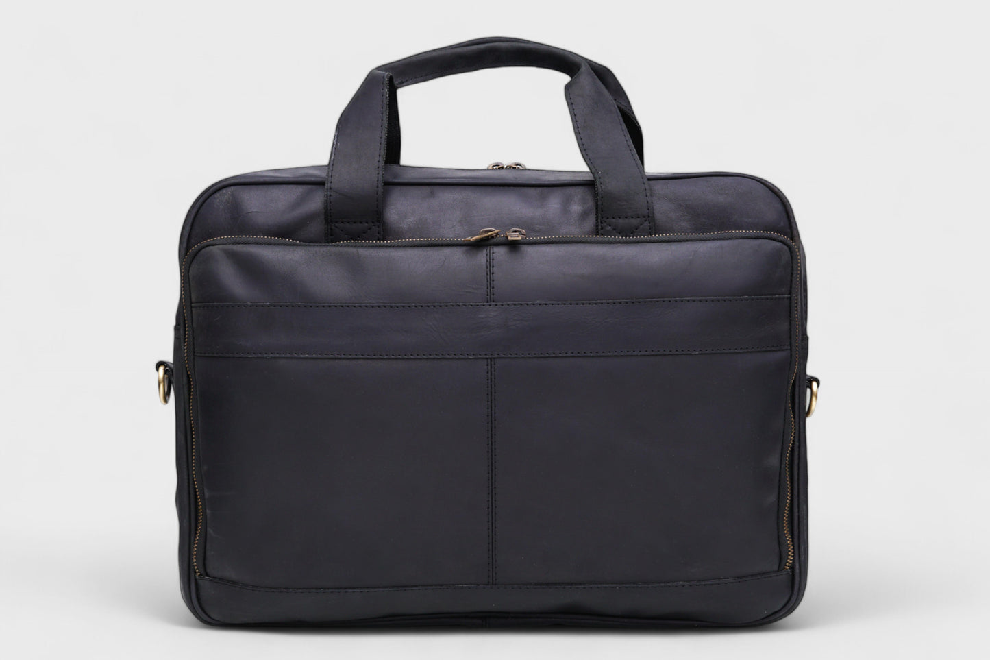 Premium Black Leather Laptop Bag