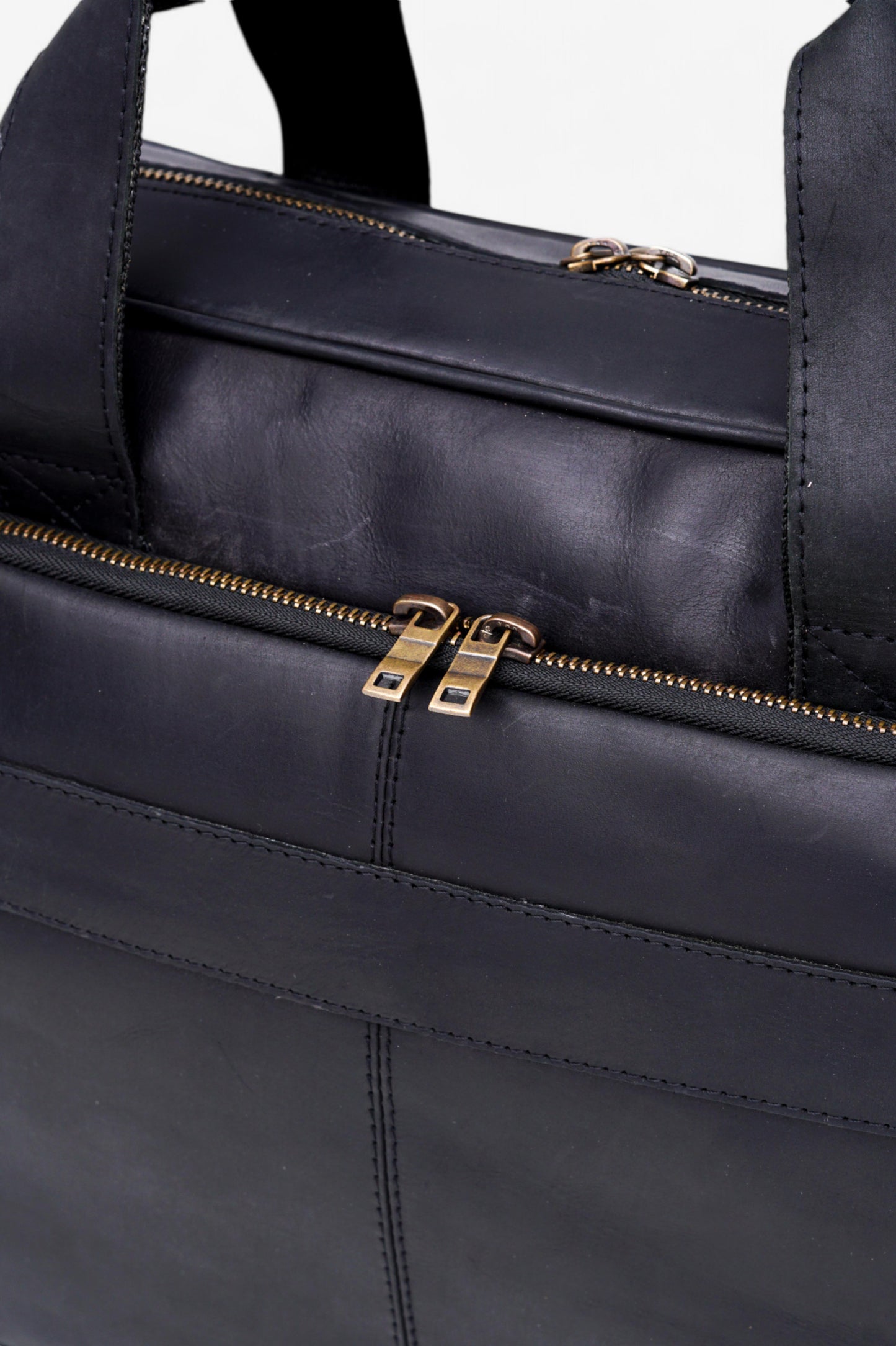 Premium Black Leather Laptop Bag
