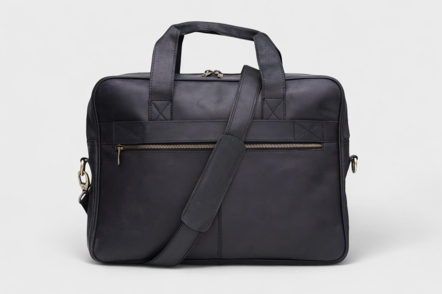 Premium Black Leather Laptop Bag