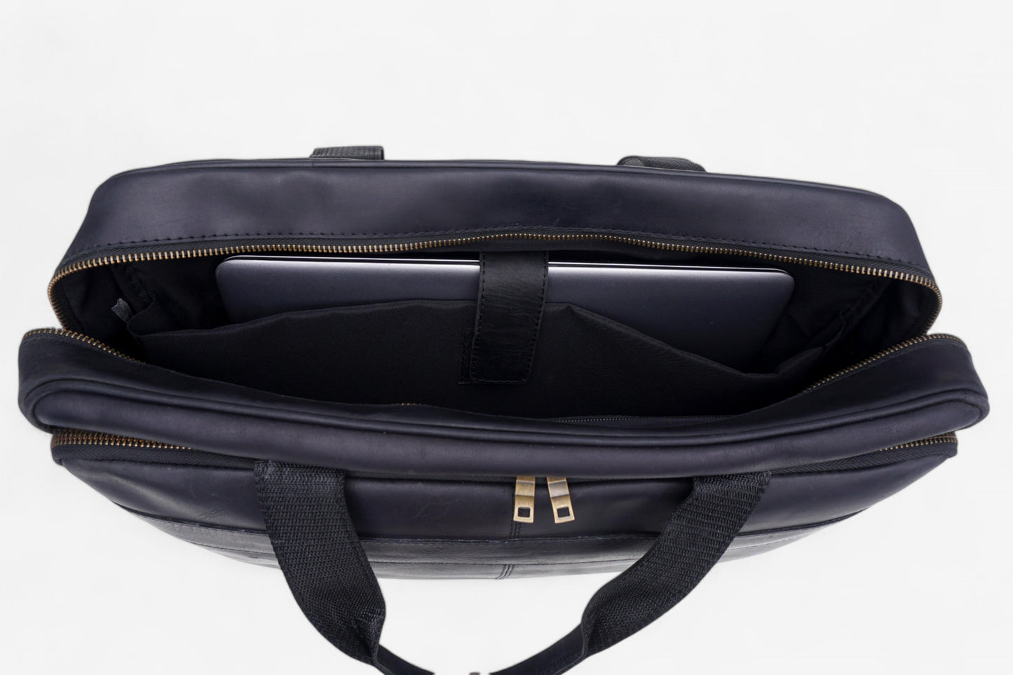 Premium Black Leather Laptop Bag