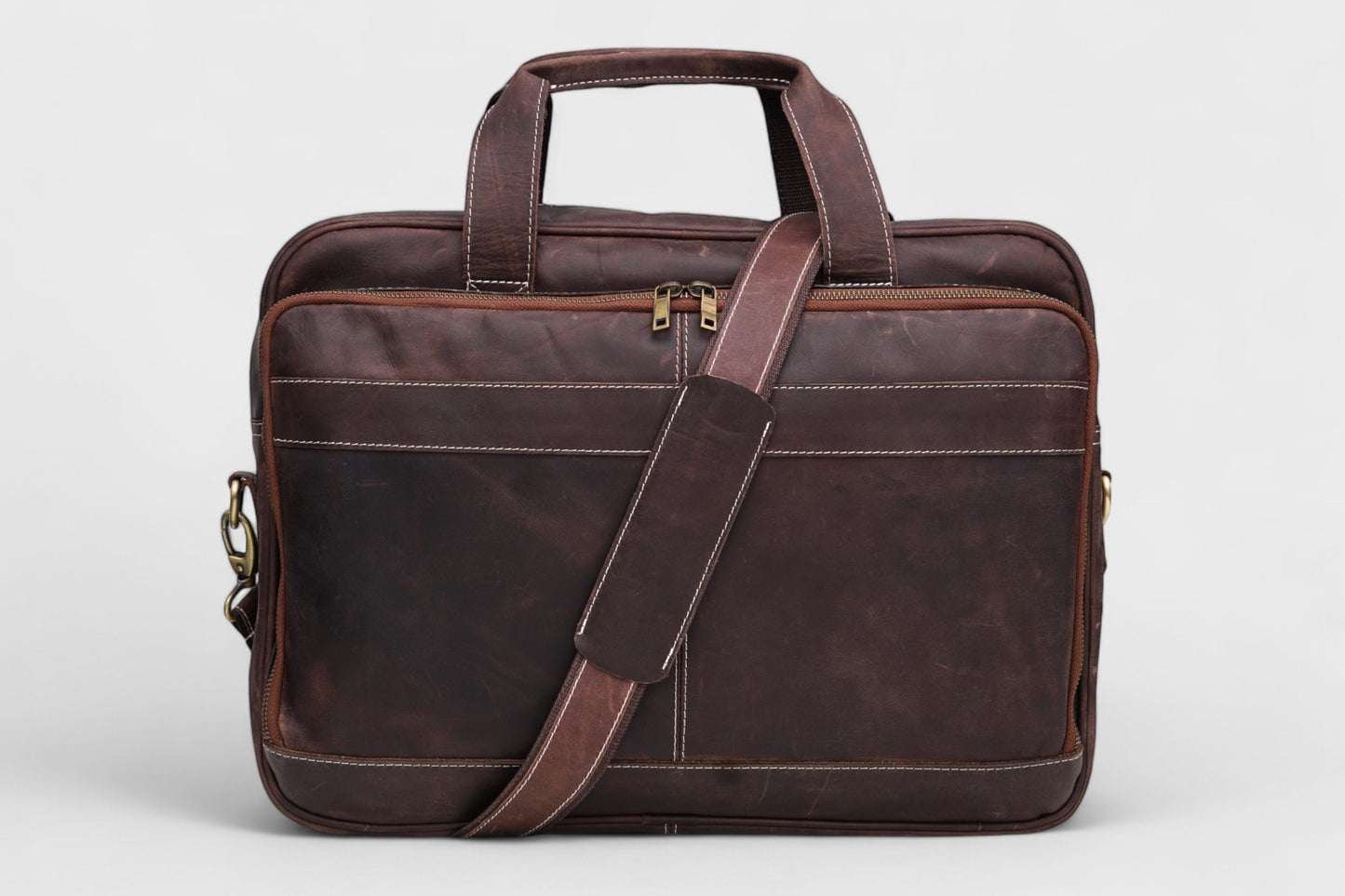 Leather Laptop Briefcase Handmade Shoulder Bag for Office and Travel