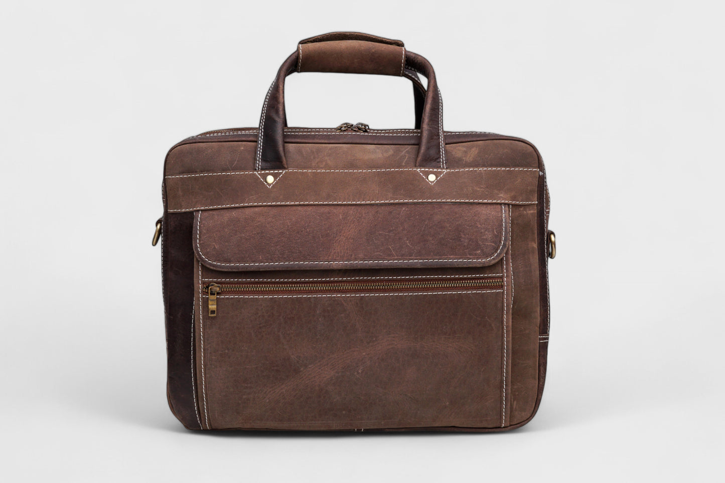 Genuine Leather Laptop Bag Handmade Briefcase with Shoulder Strap