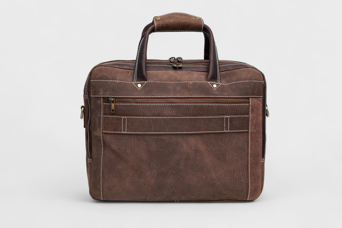 Genuine Leather Laptop Bag Handmade Briefcase with Shoulder Strap