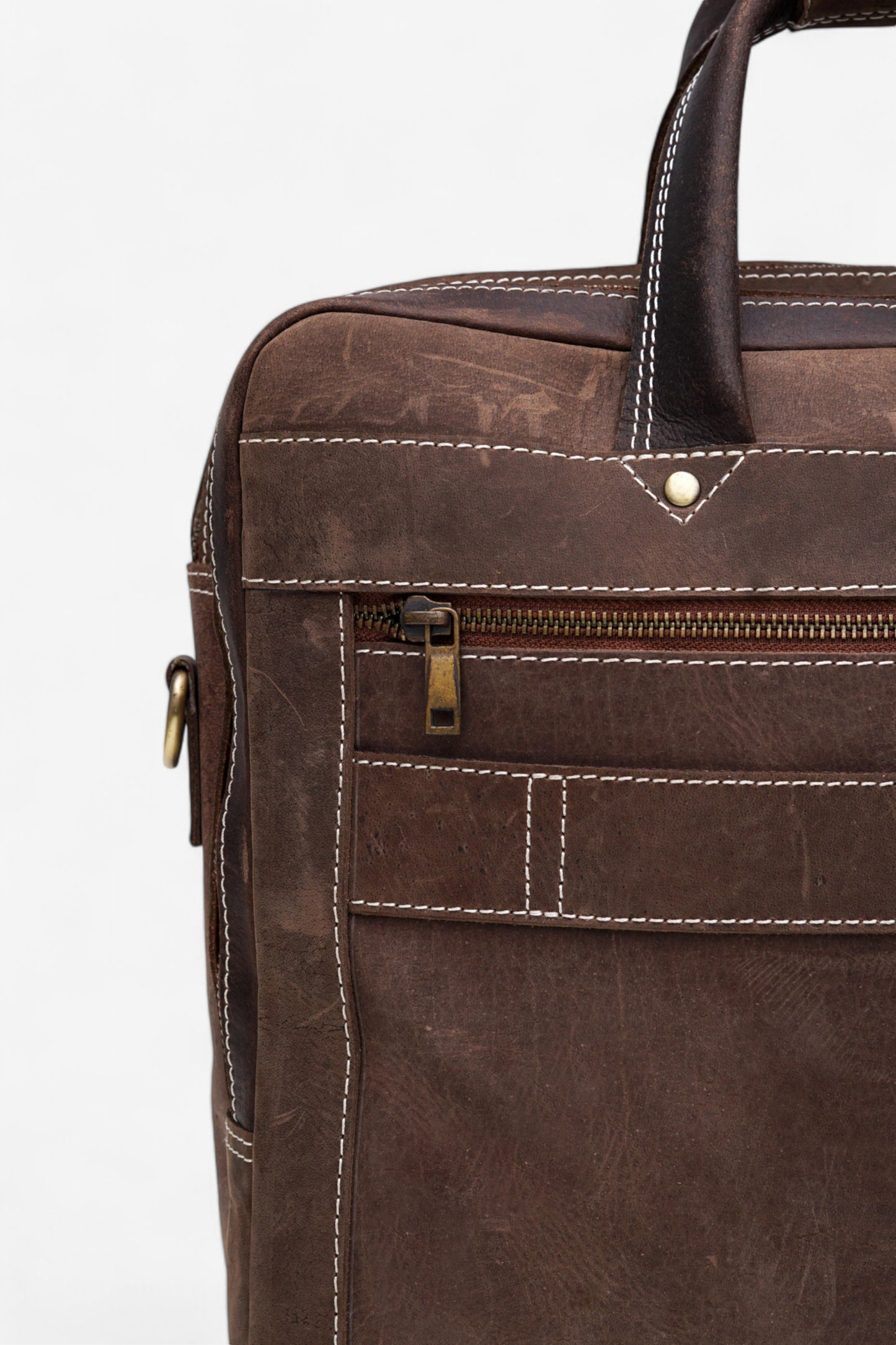 Genuine Leather Laptop Bag Handmade Briefcase with Shoulder Strap