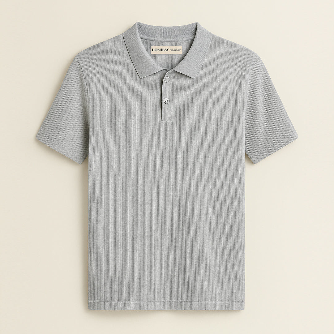 Men’s Polo Grey Ribbed