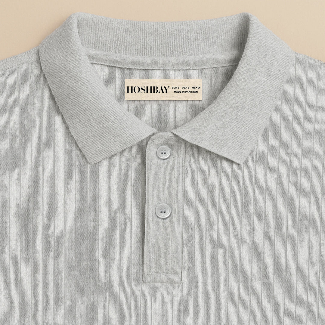 Men’s Polo Grey Ribbed