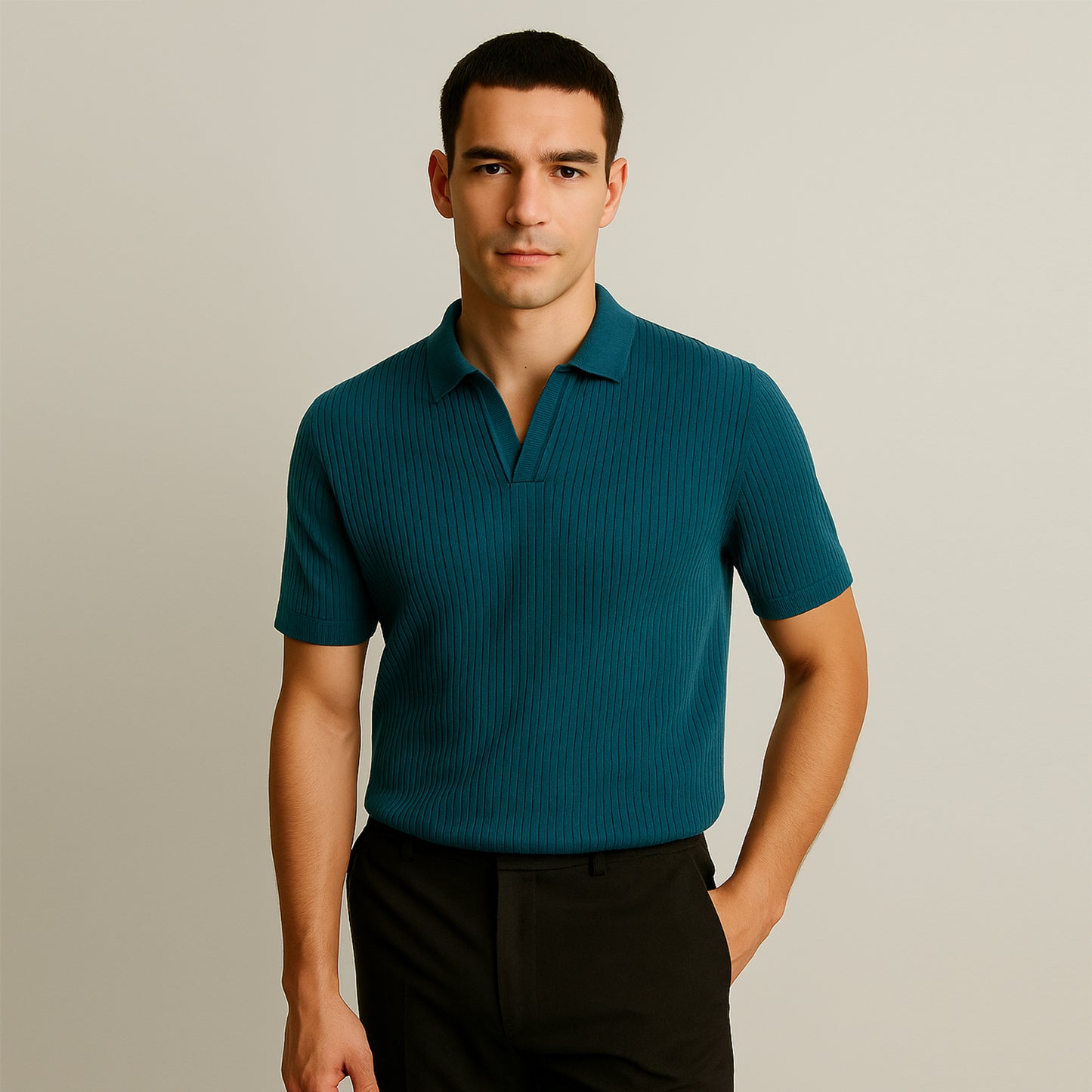 Men’s Polo Teal Ribbed
