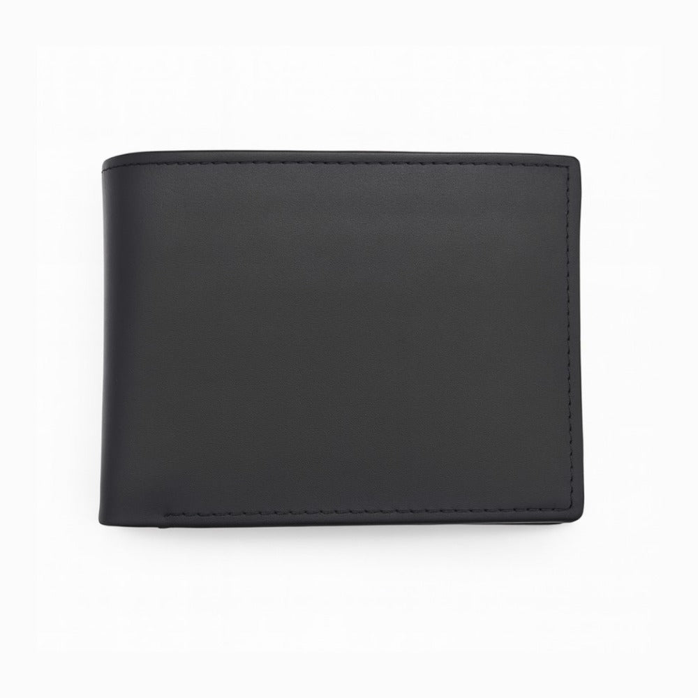 Classic Black Genuine Leather Bi Fold Wallet
