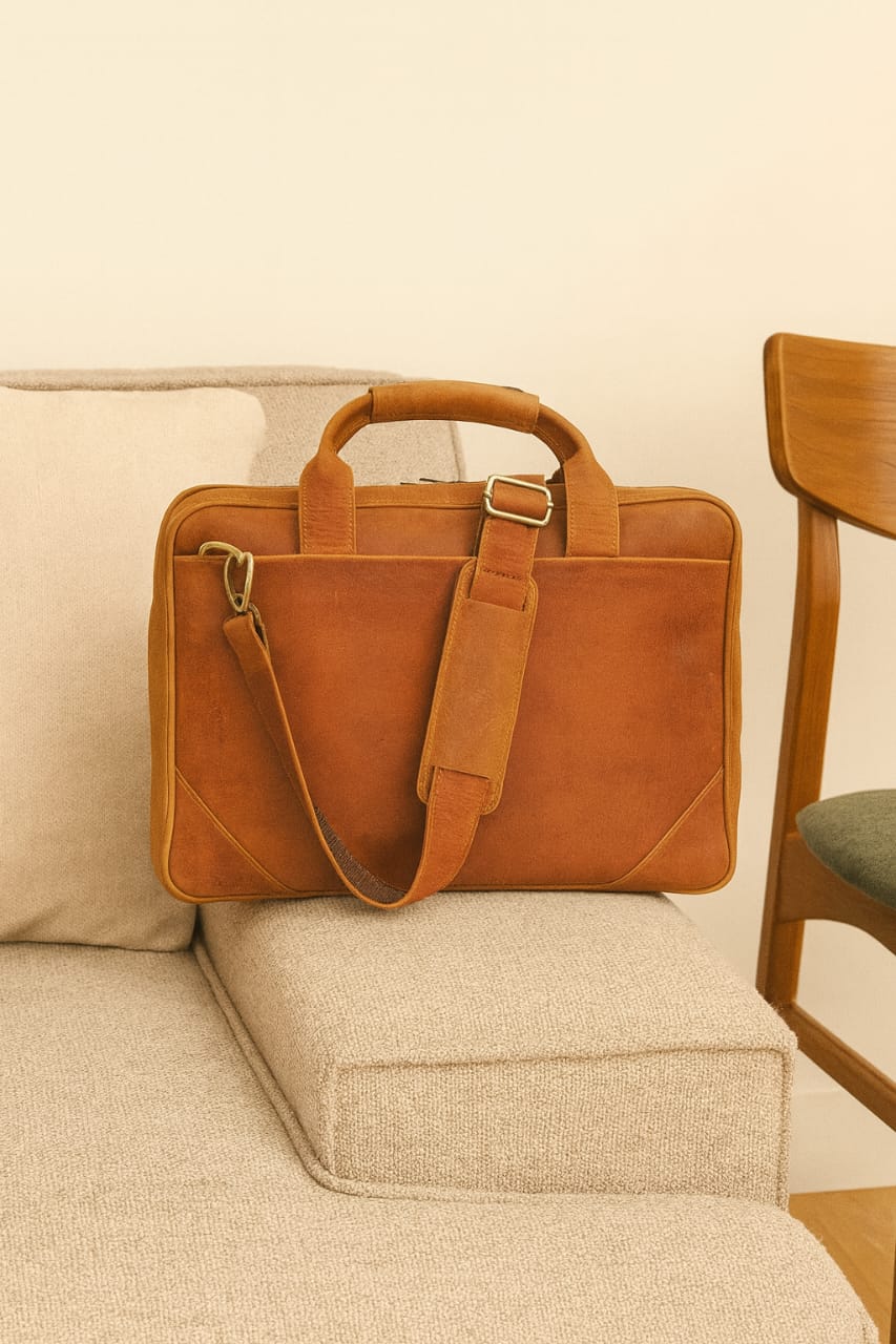 Vintage Leather Laptop Bag Handmade Briefcase