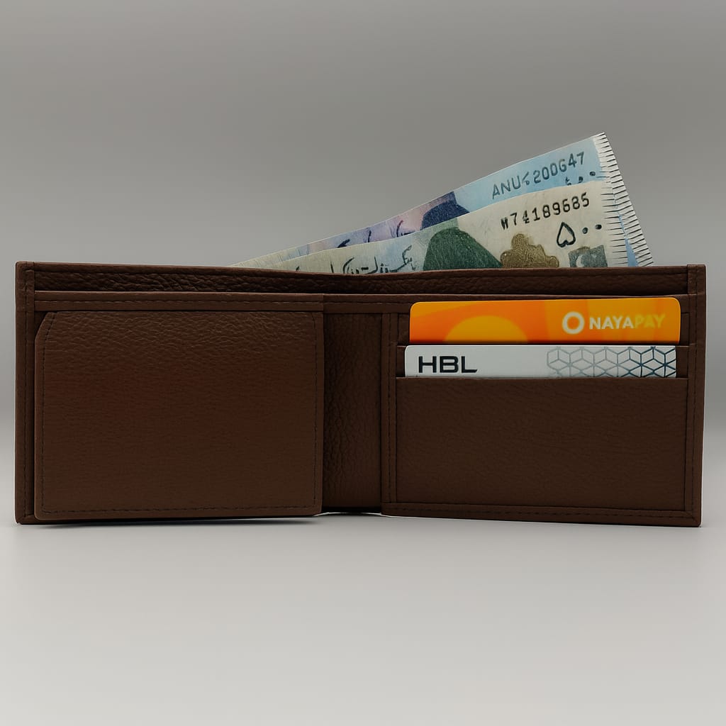 Premium Brown Leather Bi Fold Wallet