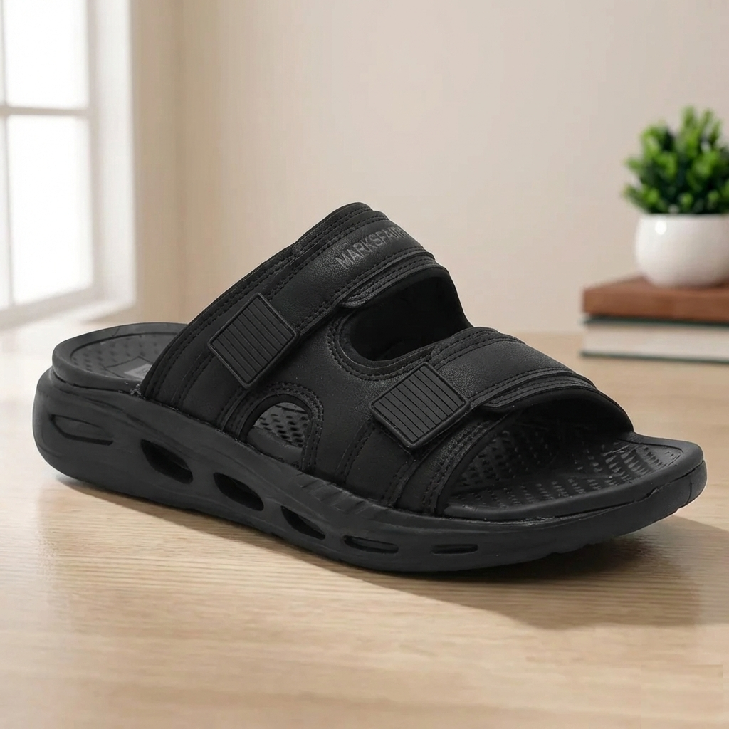 Men’s Cushioned Double Straps 25003 - Black