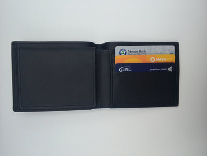 Classic Black Genuine Leather Bi Fold Wallet