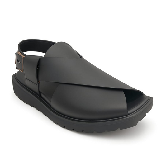 Mova Soft and Comfortable Peshawari Sandal PW32 -  Black