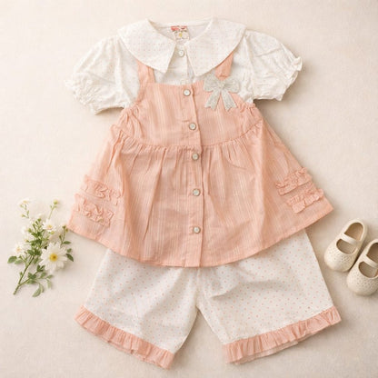 MOVA Pearl Bow Dress Set - Blush Peach