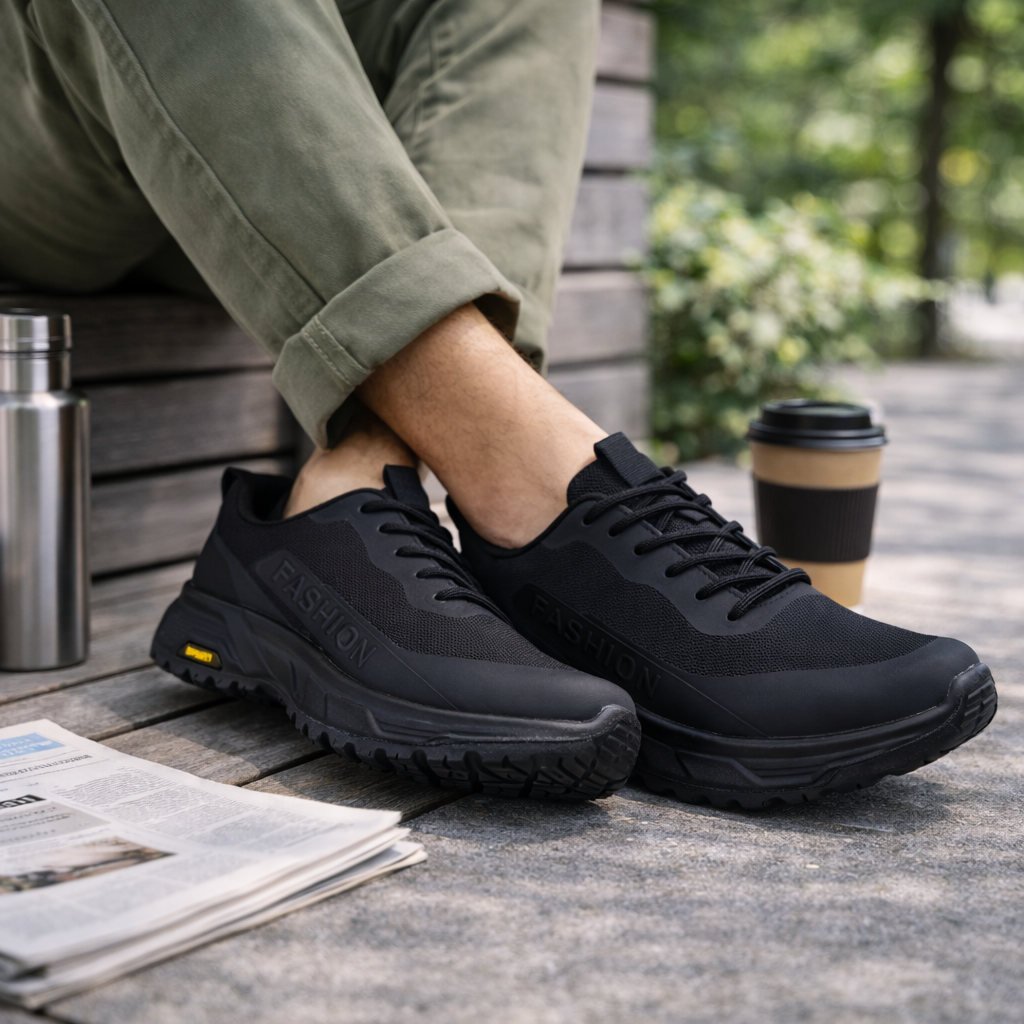 Men’s Black Mesh Running Shoes 855 - Black