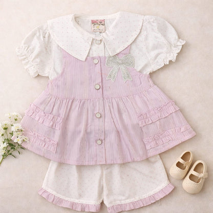 MOVA Pearl Bow Dress Set - Rose Pink