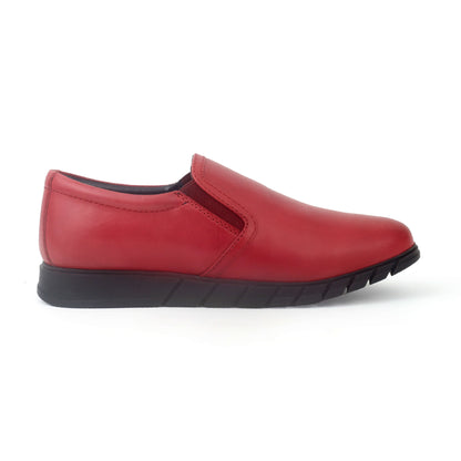 Mova Women's Comfort Fit Leather Slip-Ons LD65 - Red