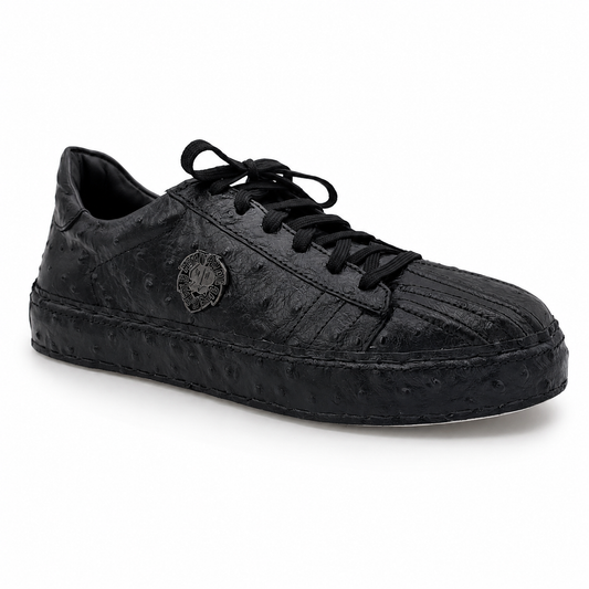 Premium Leather Casual Sneakers RA002 - Black