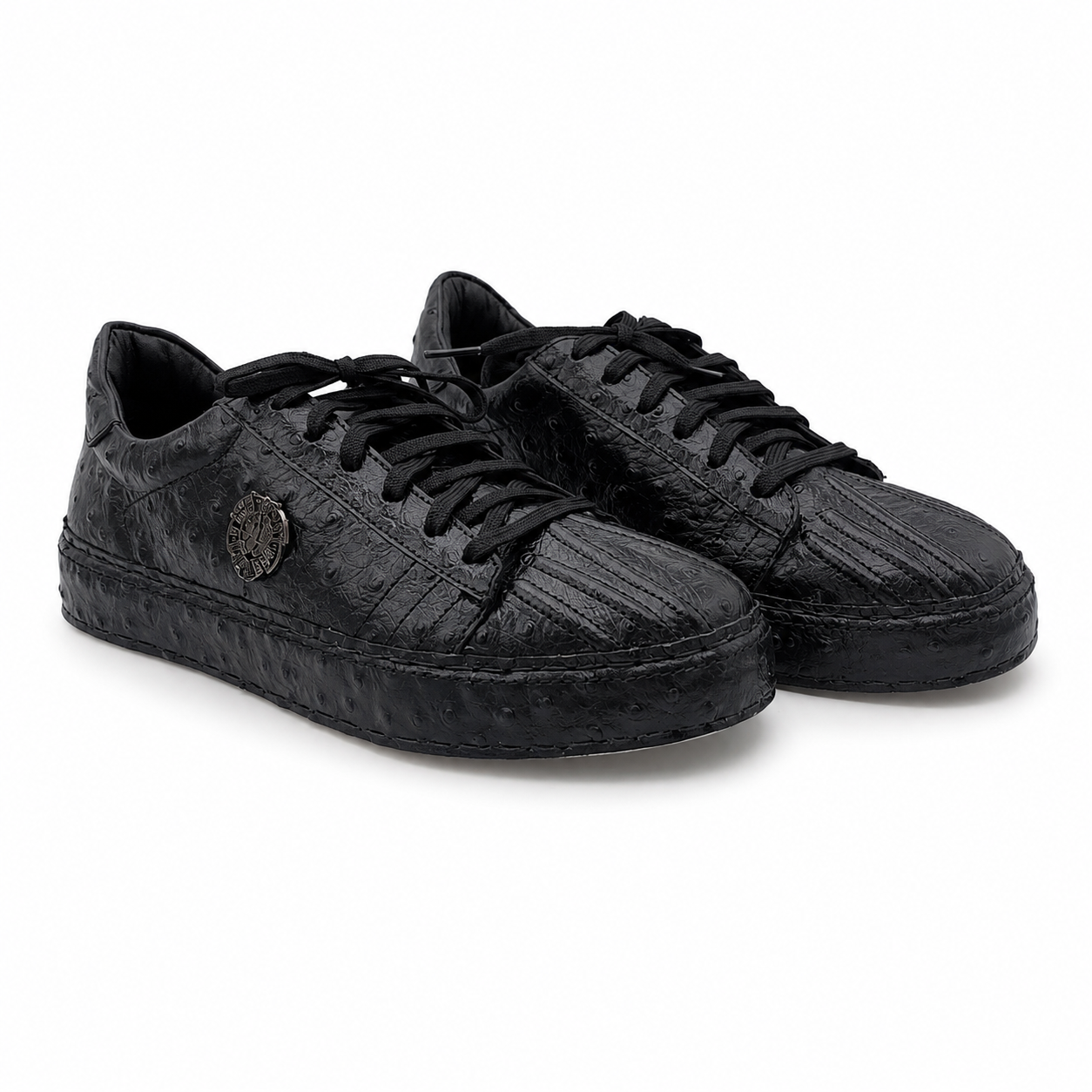 Premium Leather Casual Sneakers RA002 - Black