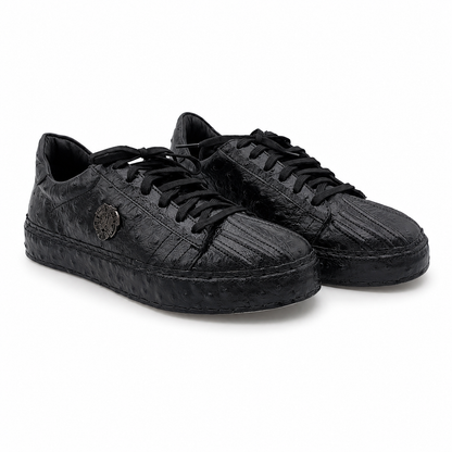 Premium Leather Casual Sneakers RA002 - Black