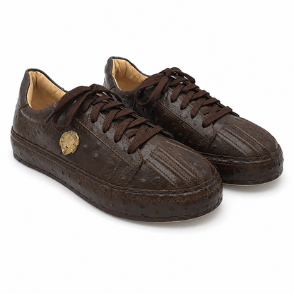 Premium Leather Casual Sneakers RA002 - Brown
