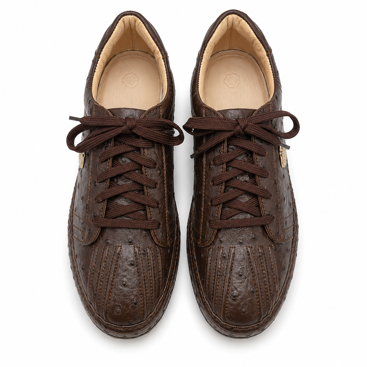 Premium Leather Casual Sneakers RA002 - Brown