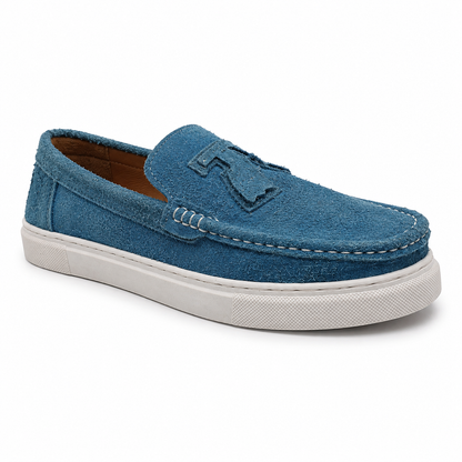 Premium Suede Slip-On Casual Loafers AF164 - Teal Blue