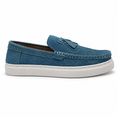 Premium Suede Slip-On Casual Loafers AF164 - Teal Blue