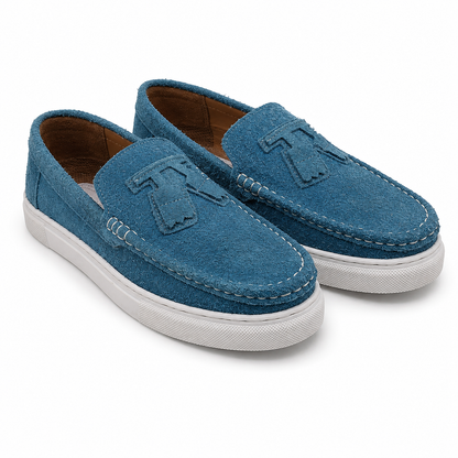Premium Suede Slip-On Casual Loafers AF164 - Teal Blue