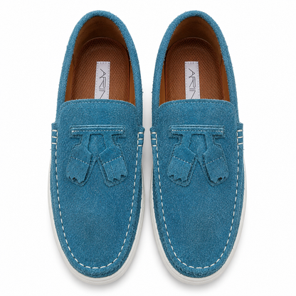 Premium Suede Slip-On Casual Loafers AF164 - Teal Blue