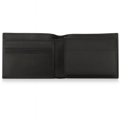 Classic Black Leather Bifold Wallet – with Card Slots & Coin Pocket