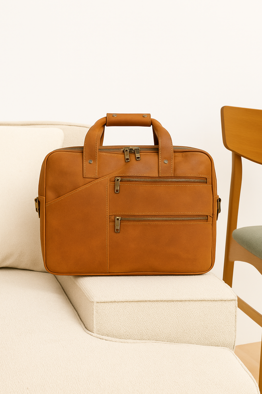 Premium Vintage Brown Leather Laptop Bag