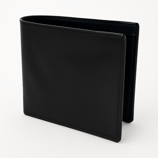 Black Leather Bi Fold Wallet