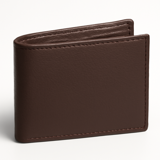 Brown Leather Bi Fold Wallet with ID Window