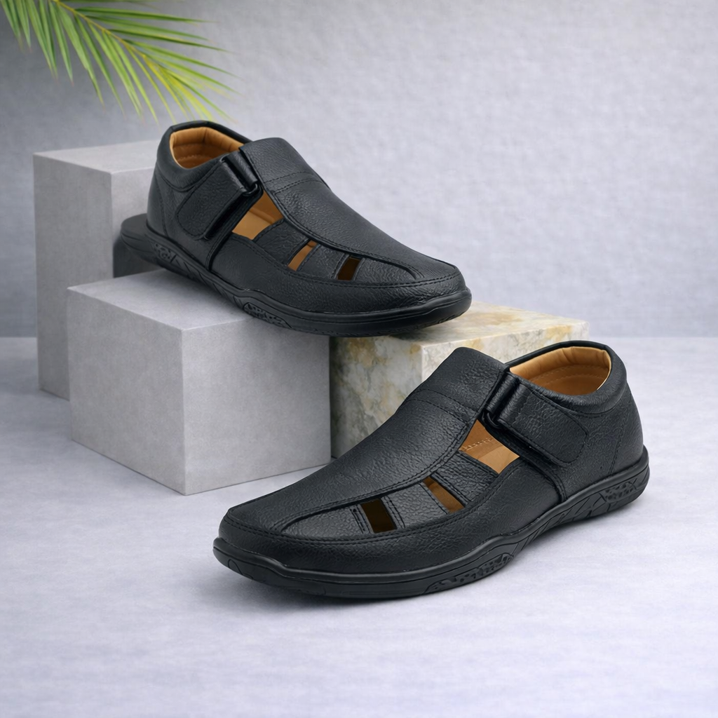 Mova Roman Leather Casual Shoes  2028 - Black