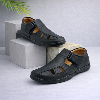 Mova Roman Leather Casual Shoes  2028 - Black