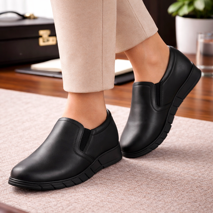 Mova Women's Comfort Fit Leather SlipOns LD65 - Black