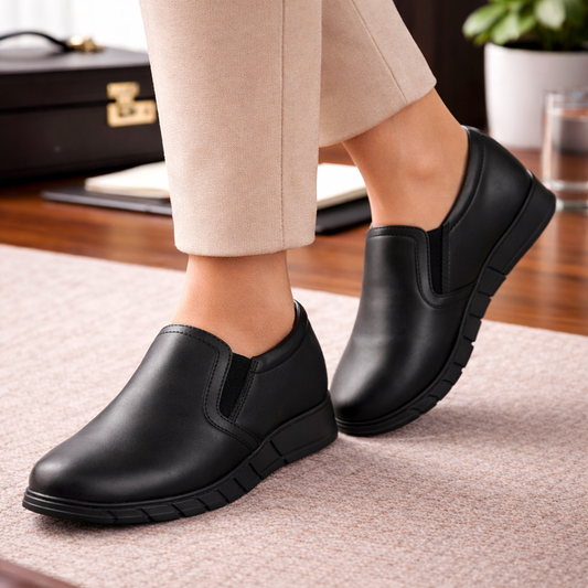 Mova Women's Comfort Fit Leather SlipOns LD65 - Black