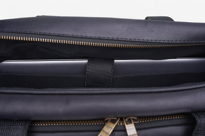 Premium Black Leather Laptop Bag