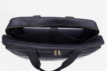 Premium Black Leather Laptop Bag