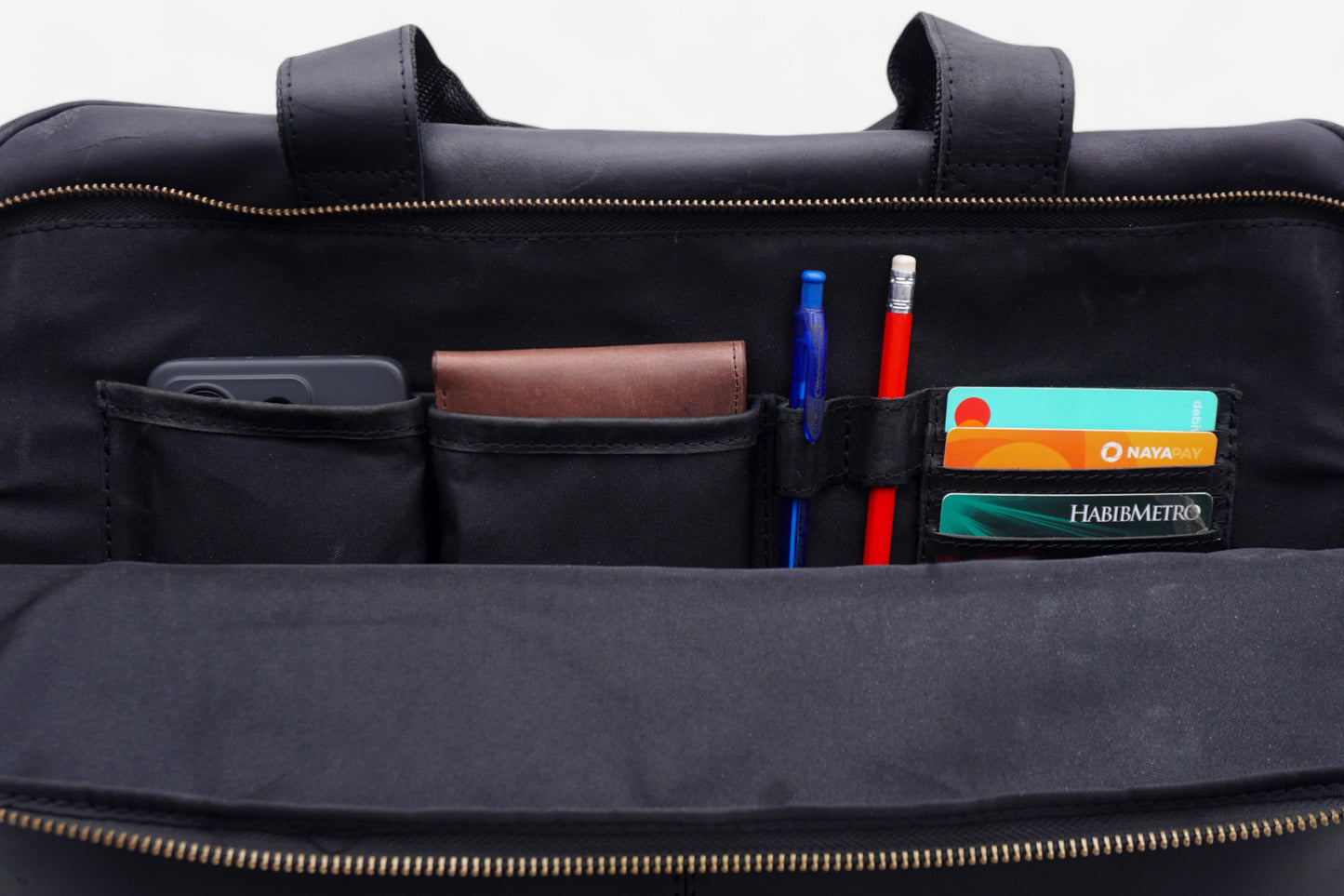 Premium Black Leather Laptop Bag