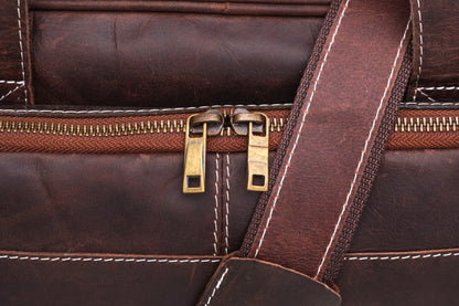 Leather Laptop Briefcase Handmade Shoulder Bag for Office and Travel